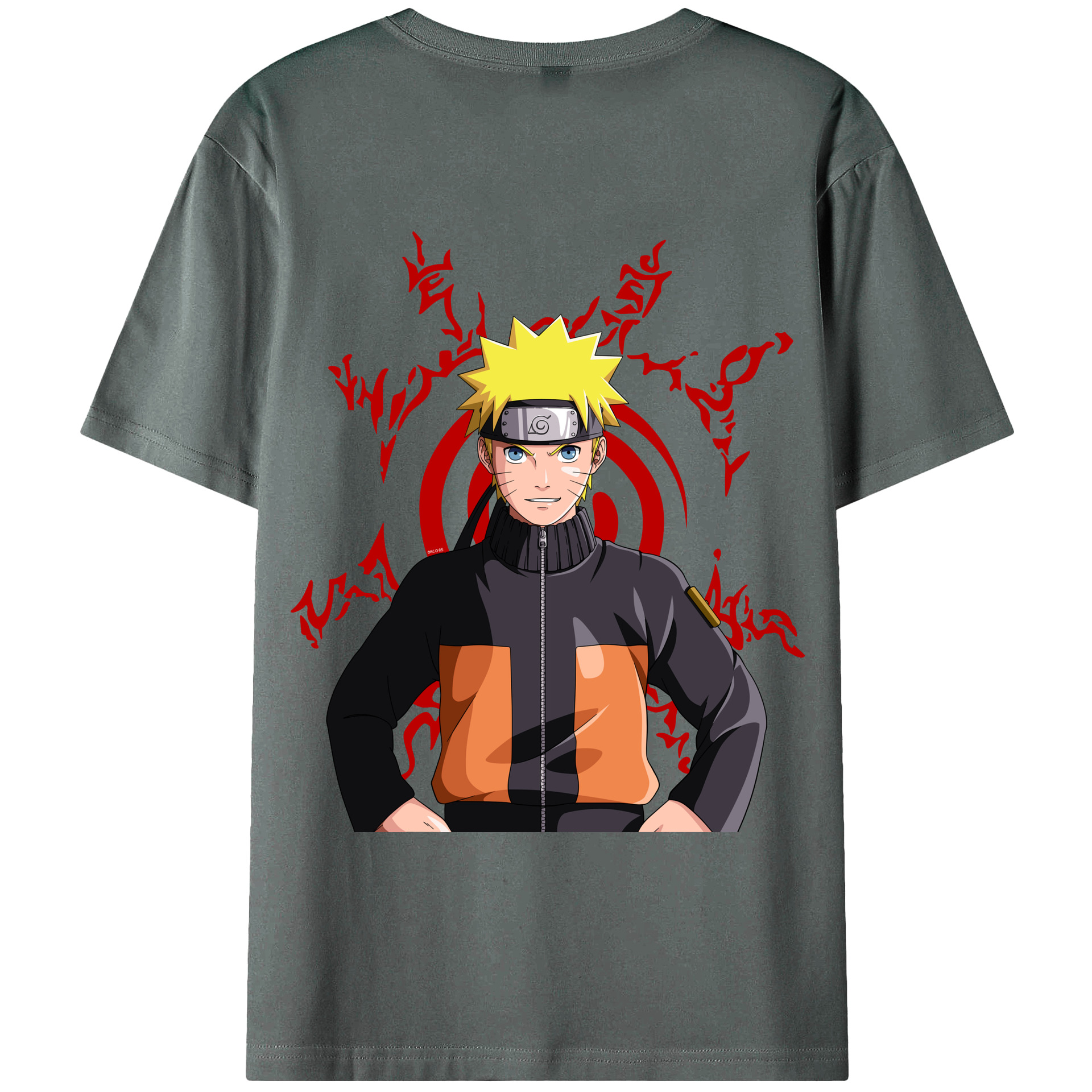 （画像用） NARUTO -ナルト- うずまき ナルト Uzumaki Naruto 綿100％ メンズ半袖Tシャツ（バックプリント） 通気性